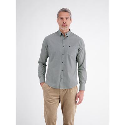 Langarmhemd LERROS "Sportives Herrenhemd mit lebendigem Printmuster", Herren, Gr. XXL, Normalgrößen, grün (gravel beige), 97% Baumwolle, 3% Elasthan, Hemden