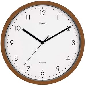 Maul Maul Wanduhr  grain, Kunststoff, analog, Quarzuhr, Ø 31 cm, Holzoptik, dunkelbraun, lautlos