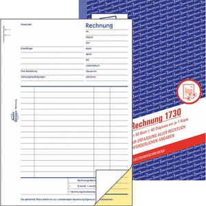 Zweckform Avery  1730 Rechnungsbuch A5 2x40 Blatt