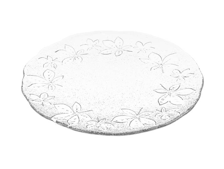 Servierplatte GLASI HERGISWIL Kastanienblätter , transparent, Ø:40cm, Glas, Servierplatten, Servierplatte