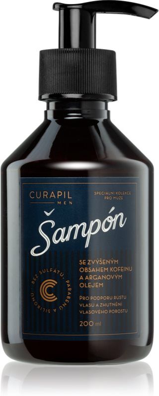 Curapil Men shampoing à la caféine homme pour stimuler la repousse des cheveux 200 ml