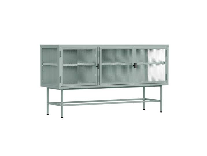 Sideboard bunt aus Metall und Glas, 3 Türen, 120 cm