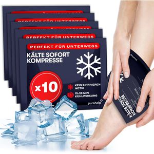 PURAHELP Kühlkompresse Kühlpads, 10 Stück, Sofort-Kältekompresse, Einweg, 12 x 15cm