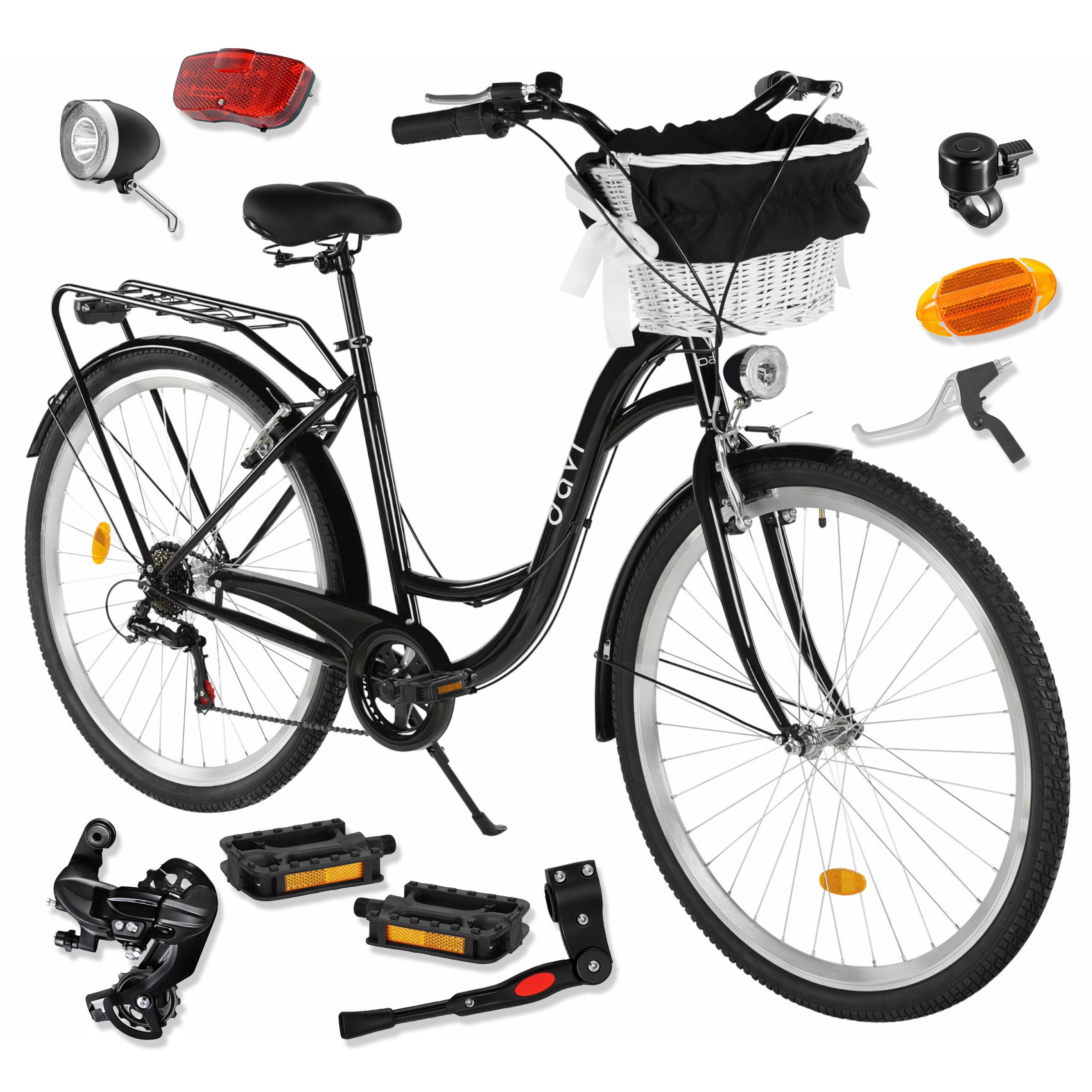 Damenfahrrad Davi Emma 28", 7 Gänge, 160-185 cm, Schwarz