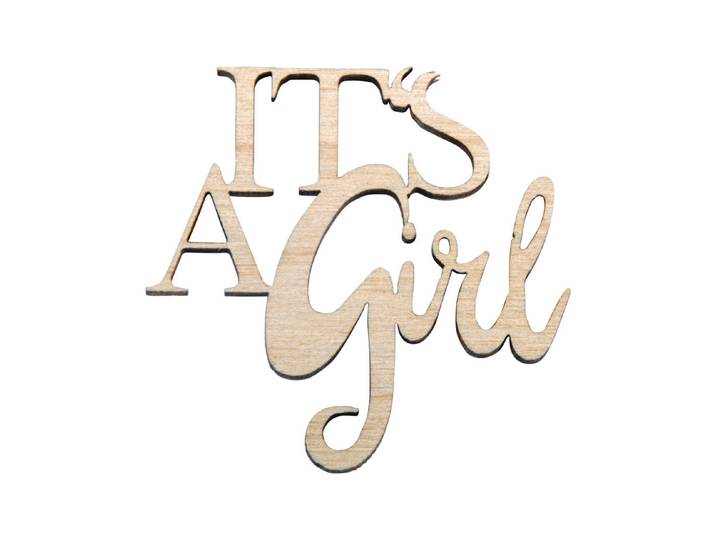 Rayher Holz-Minischrift It s a Girl 4.6 × 4.4 × 0.3 cm 4 Stück'