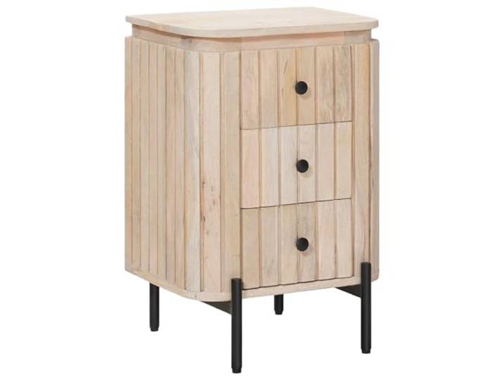 HFXHIJXQ Nachttisch Weiß Massivholz Mangoholz 40 x 30 x 60 cm Handgeschnitzte Schubladen aus echtem Holz bringen handwerklichen Charme und Ordnung in Ihr Schlafzimmer.