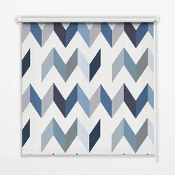INNENROLLO - Fensterrollo - Rollo - 150x180 cm - Blaues Fischgrätmuster