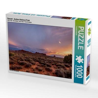 CALVENDO Puzzle Sunset - Arches National Park | 1000 Teile Lege-Größe 64x48cm Foto-Puzzle für glückliche Stunden