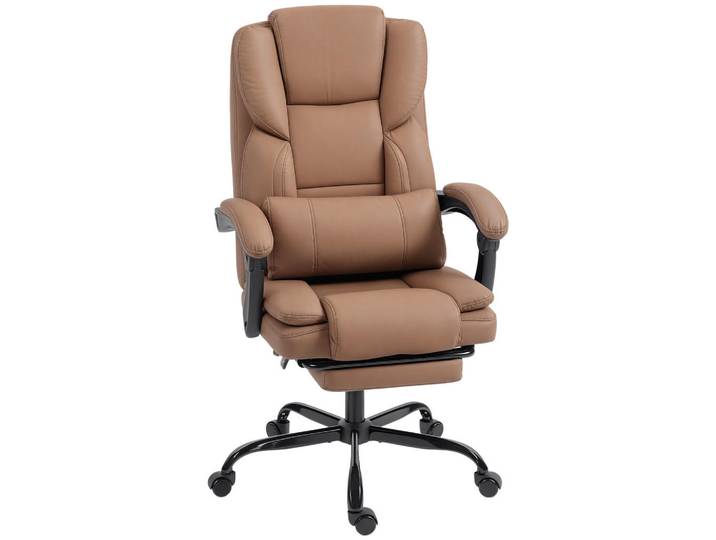 Homcom Bürostuhl Kunstleder Mehrschichtenplatte Braun, Kunststoff, Füllung: Polyester,Polyester, Sternfuß, 65x119x67 cm, Büromöbel, Bürostühle, Drehstühle