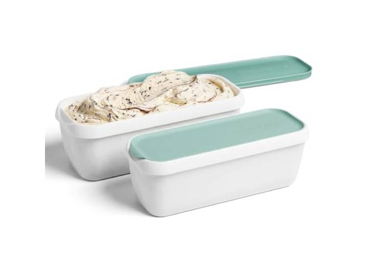 Set van 2 ijs room containers 1L, ijs opslag Containers, diepvriezer trays, ijs room containers BPA gratis Food Grade - Mint