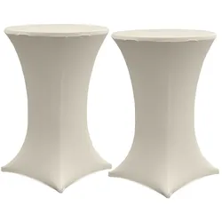 Baumarktplus 2x Stehtischhusse Stretch 70 cm beige Tischdecke Husse Bistrotisch Partytisch