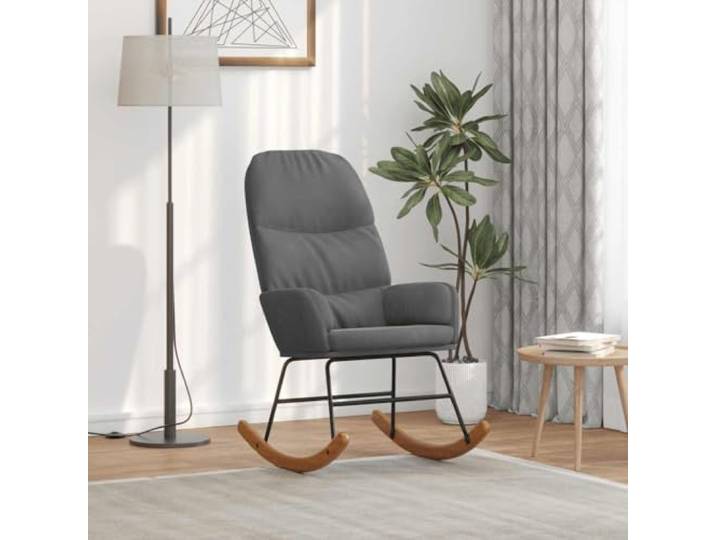 smnyxs Schaukelstuhl, Velours, Dunkelgrau, für Wohnzimmer, Schlafzimmer und Weicher Samt, flauschige Polsterung, fließende Wippe, Entspannung, Wohnzimmer, Schlafzimmer, Büro, gemütliche Ecke
