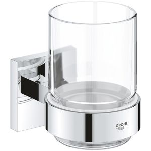 GROHE Zahnputzbecher Start Cube, 41097000, aus Glas, zum Bohren, Wandhalterung verchromt, 250 ml