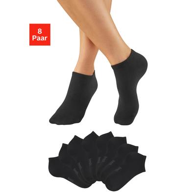 Sneakersocken BENCH. "Damensocken Logosocken klassisch mit Baumwolle", Damen, Gr. 39-42, schwarz (8x schwarz), Baumwollmischung, unifarben, elastisch, Socken Sneakersocken, mit weicher Baumwolle