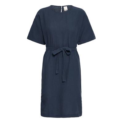 Midikleid ICHI "Damen Kleid IHMIKA", Damen, Gr. 38, N-Gr, blau (total eclipse), Obermaterial: 100% Baumwolle CO., Kleider Midikleid