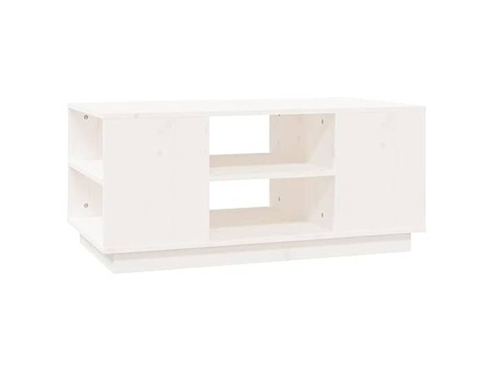 GHVBNMF Couchtisch Weiß 90x49x40,5 cm Massivholz Kiefer Stilvoller Holzbeistelltisch mit 6 offenen Fächern für Ordnung im Wohnzimmer. Stabile Ablage für Getränke und Dekoration.