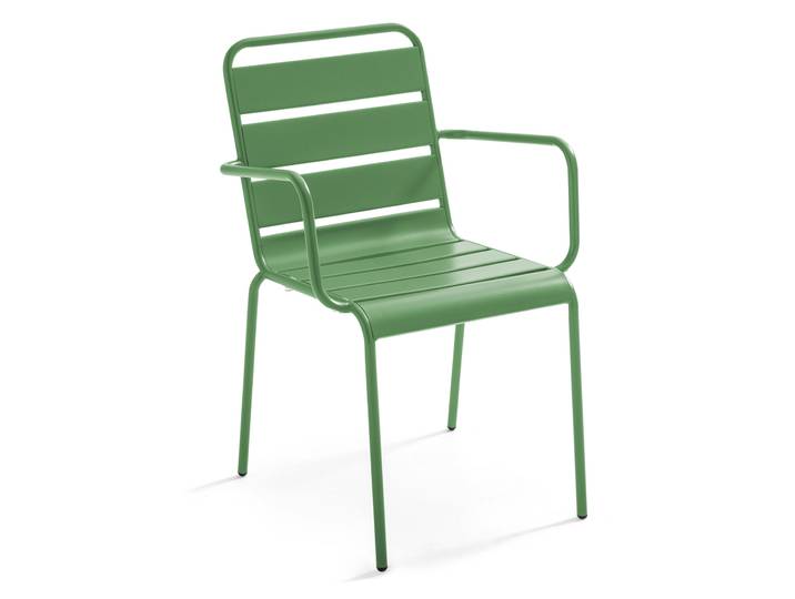 Oviala - Chaise de jardin en métal avec accoudoirs