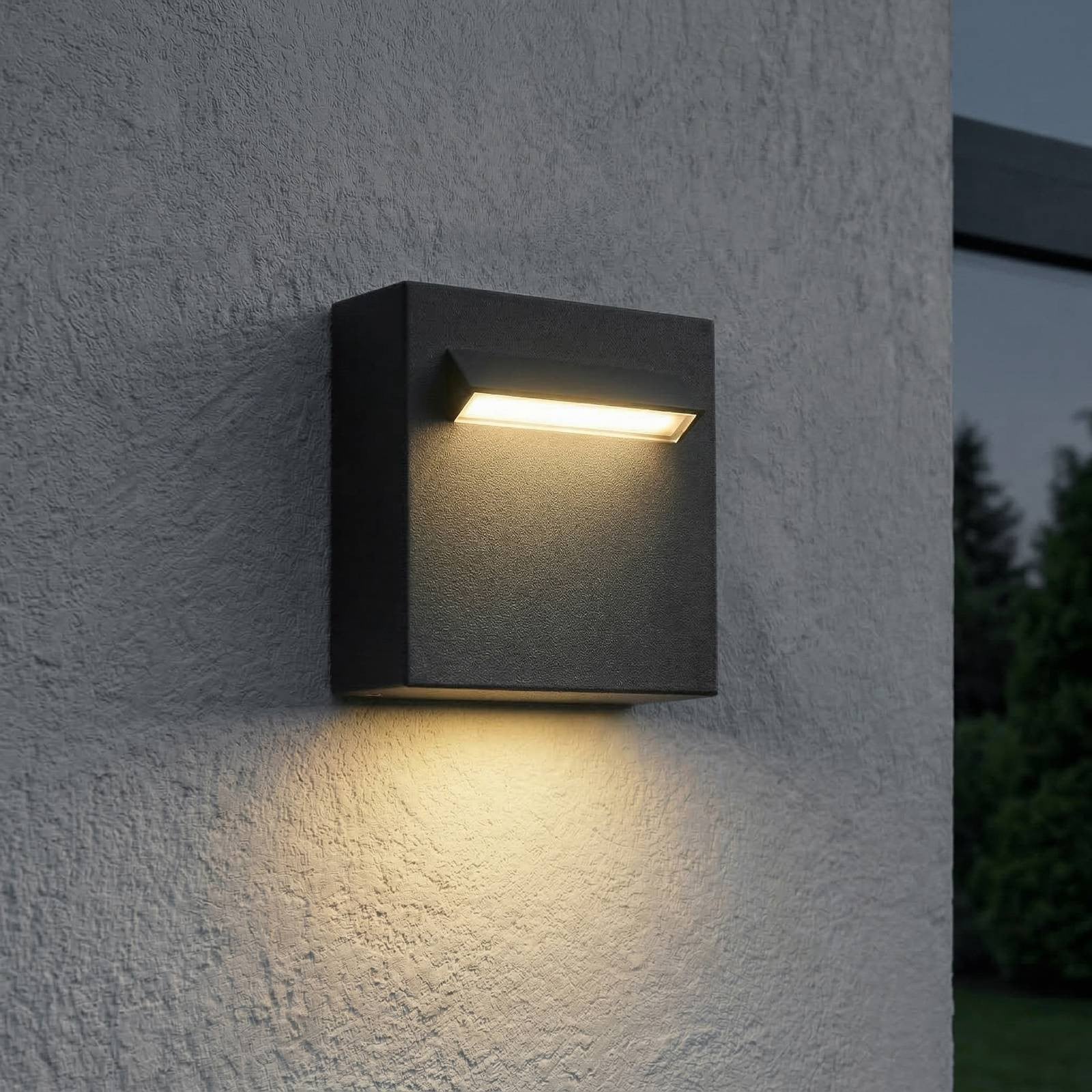 Lucande Joril LED buiten wandlamp, zwart, aluminium, IP65, modern