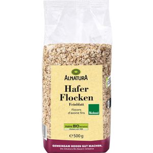 Alnatura Haferflocken Feinblatt, BIO, aus dem vollen Haferkorn, 500 g