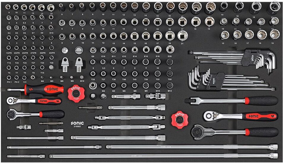 Sonic Equipment Steckschlüsselsatz Nuss Kombinationssatz 1/4 Und 3/8 Sfs-L 185-Tlg. 218502