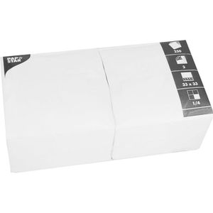 Papstar Servietten 12484, weiß, 33 x 33 cm, 1/4-Falz, 3-lagig, 250 Stück