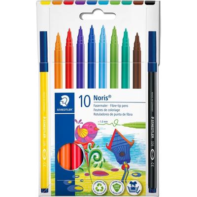 STAEDTLER Kartonetui mit 10 Noris 326 Filzstiften zum Malen, Strichbreite 1,0 mm, sortierte Tinten
