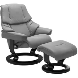 Stressless Sessel mit Hocker Reno Classic Leder Grau Batick Wild Dove S (Small)