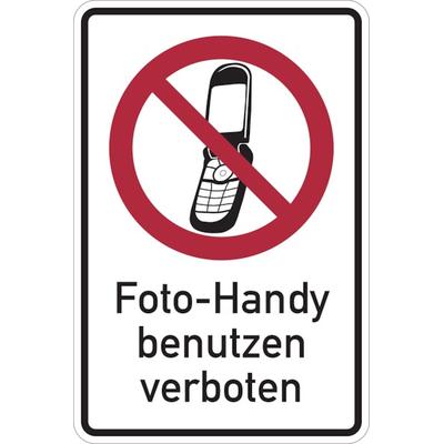 Verbotsschild, Kombischild, Foto-Handy verboten - praxisbewährt - 100x150 mm Folie selbstklebend