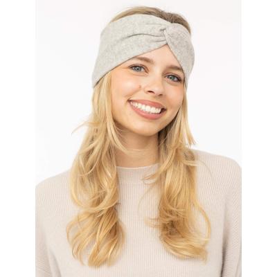 Stirnband ZWILLINGSHERZ "100% Cashmere "Classic", Damen, hellgrau, Obermaterial: 100% Kaschmir, Mützen Stirnband, Knoten vorn, wärmend, klassisches Strickdesign