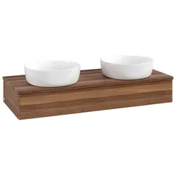 Villeroy und Boch Antao Waschtisch-Unterschrank L13012HM mit Beleuchtung, 120x19x50cm, Waschbeckenplattenfarbe warm walnut, warm walnut