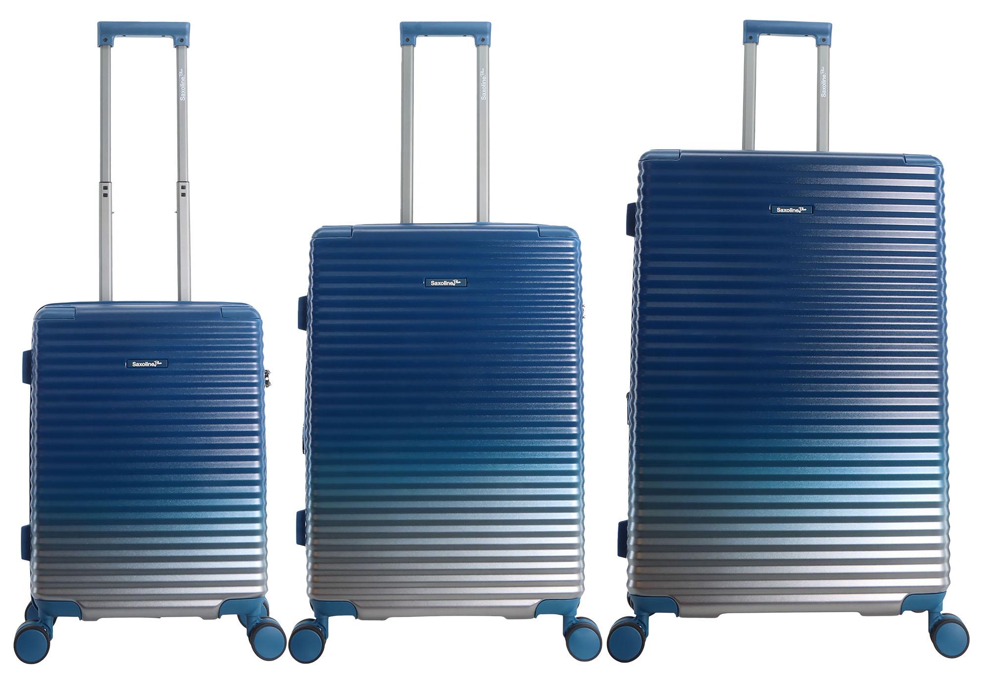 Saxoline Koffer-Set Elite mit Trolleysystem und Doppelrollen Blue One Size