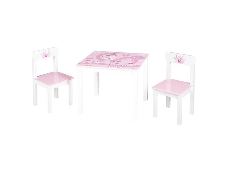 Kindersitzgruppe 'Krone', 2 Kinderstühlen & 1 Tisch, mit Prinzessin/Schloß/Einhorn, rosa
