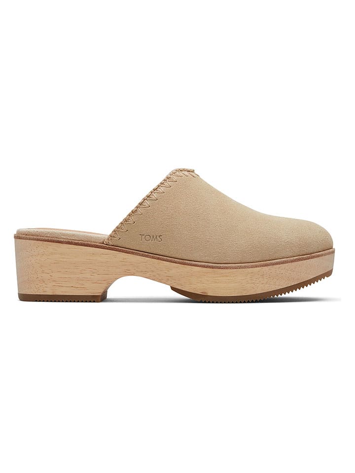 TOMS Leder-Clogs in Creme - 39