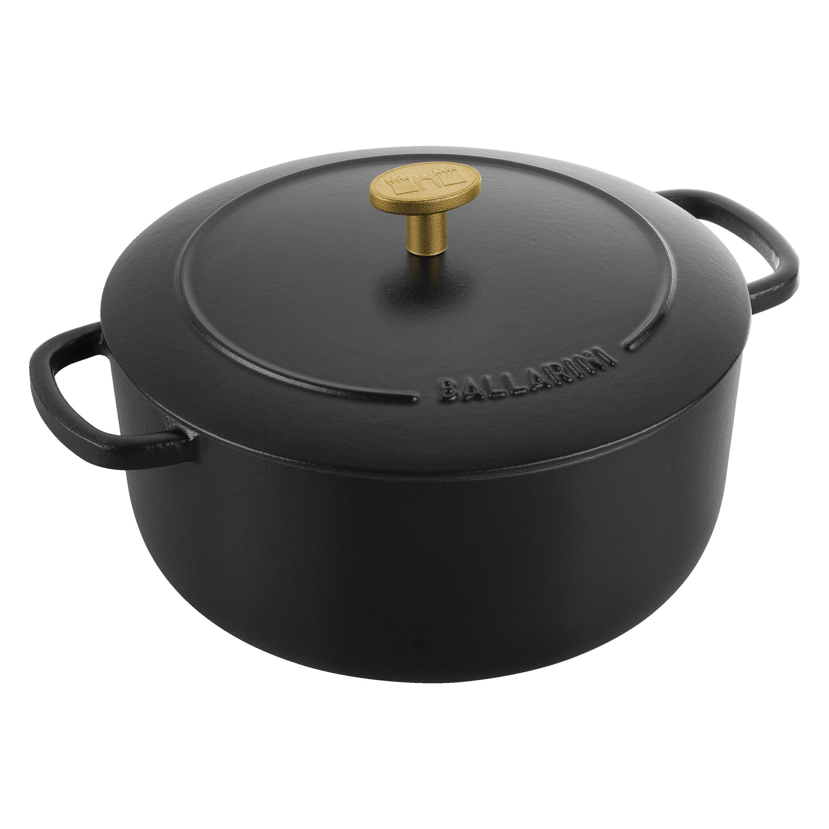 Ballarini Cocotte BELLAMONTE 22 cm rund 3,0 Liter Bräter aus Gusseisen schwarz (Gusseisen, 22 x 14 cm) (1022969)