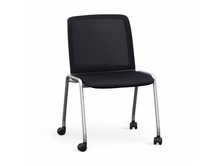 Besucher - Seminarstuhl auf Rollen Haworth Comforto 29 Schwarz ohne Armlehnen, Neu – Perfekt für Büro und Empfang