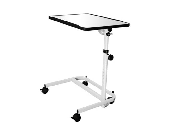 Stock-Fachmann® Beistelltisch, Höhenverstellbarer Pflegetisch, Laptoptisch, Krankentisch, Rehatisch, Betttisch auf Rollen, Mobiler Beistelltisch für Pflegebett, Weiß oder Braun, Belastbar bis 18kg