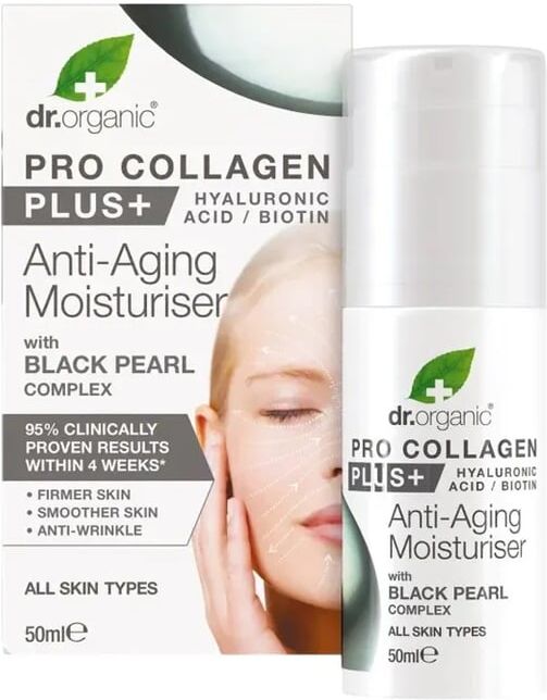 Dr Organic Creme Hidratante Anti-idade Pro Collagen Plus Pérola Preta 50 ml