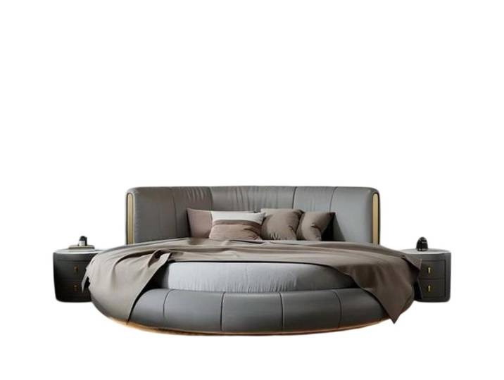 Xlmoebel Rundbett Graues Rundbett von XLMOEBEL mit elegantem Design (Rundbett, 1-tlg., Rundbett, grau), Made in Europa