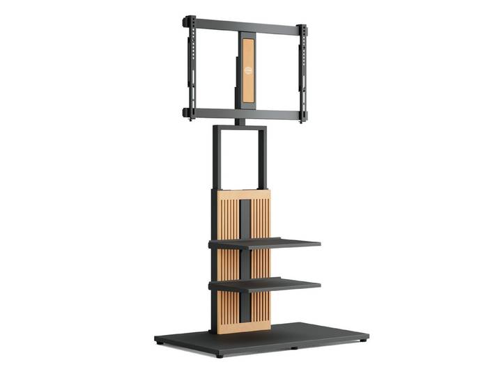 FITUEYES TV-Ständer TV-Standfuß mit verstellbarer Ablage, 55-88 Zoll, (bis 88,00 Zoll, höhenverstellbar, ±30° schwenkbar, aus Buchenholz)
