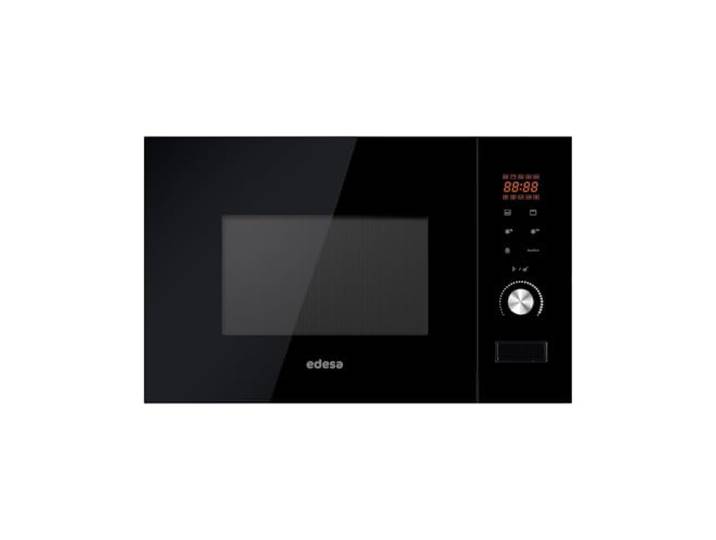 EDESA Mikrowelle EMW-2020-IG BK, Einbau, 20 l, 800 W und Grill, 1000 W, Innengehäuse aus Edelstahl, Auftau- und Heizfunktionen, Breite 59,5 cm, Schwarz