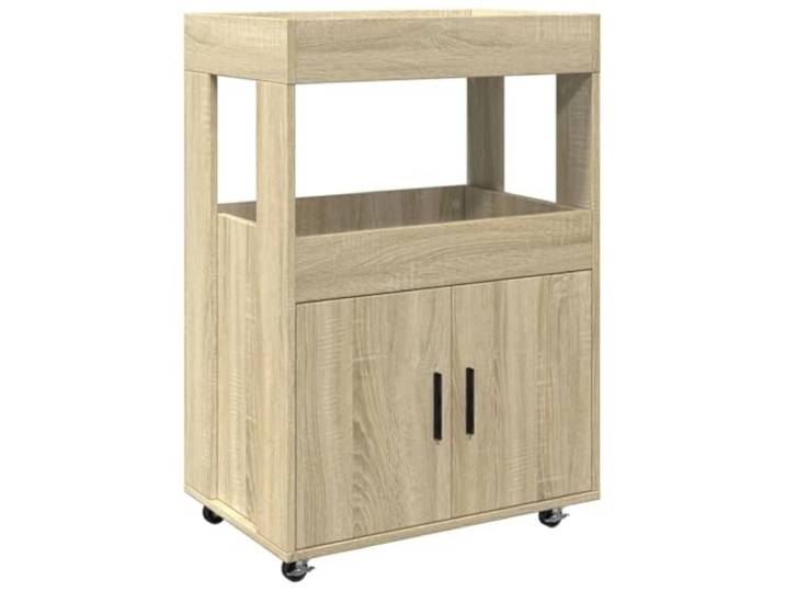 Barwagen Sonoma-Eiche Holzwerkstoff 60x39,5x89 cm Rollwagen Servierwagen, Küchenhelfer, Teewagen, Getränkeablage, Rollbar mit Bremsen, pflegeleichte Oberfläche, stabiler Stand