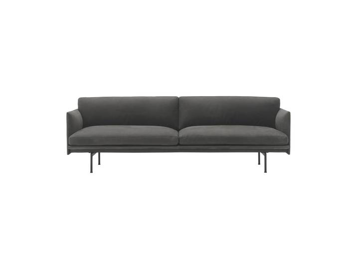 Muuto Canapé Outline 3 places cuir Grace leather Camel-svarta ben
