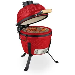 Relaxdays Kamado Grill aus Keramik Rot,Schwarz