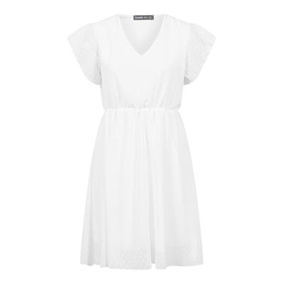 A-Linien-Kleid CLOUD 5IVE "CLOUD 5IVE Summer Dress", Damen, Gr. L, US-Größen, Kurzarm, weiß, 100% Polyester, unifarben, relaxed fit, Kleider