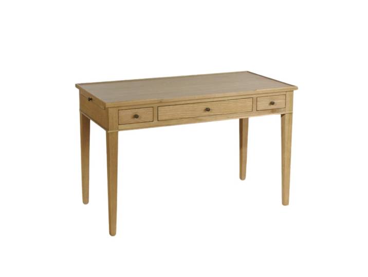 Bureau en chêne style shabby chic, 3 tiroirs marron