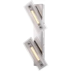 LED Wandleuchte Kristall Wandlampe 2 flammig Wandleuchte Kristall, Glas satiniert, 1x LED 3000K, LxBxT 49x8x11,5 cm
