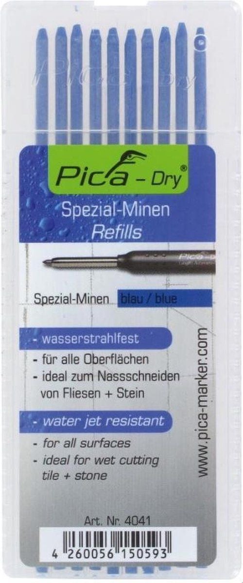Pica 4041 Dry Navulling Set van 10 Blauw