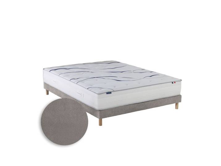 Matelas mousse hd nuvia sommier chenille bouclettes gris 140x190