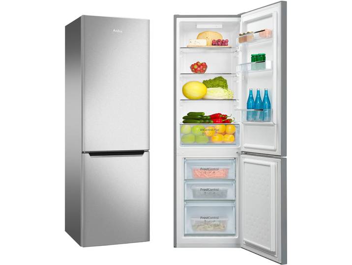 AMICA Kühl-/Gefrierkombination KGCL 387 160 E , Energieeffizienz: C, silber (edelstahloptik), Rechtsanschlag, wechselbar, Kühlschränke, elektronische Steuerung, Kühl-/Gefrierkombination