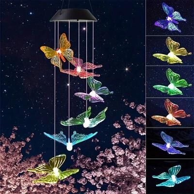Uplift Picks Solar Wind Chimes LED Color Changing Outdoor Hanging Garden Lights butterfly 0 5 W